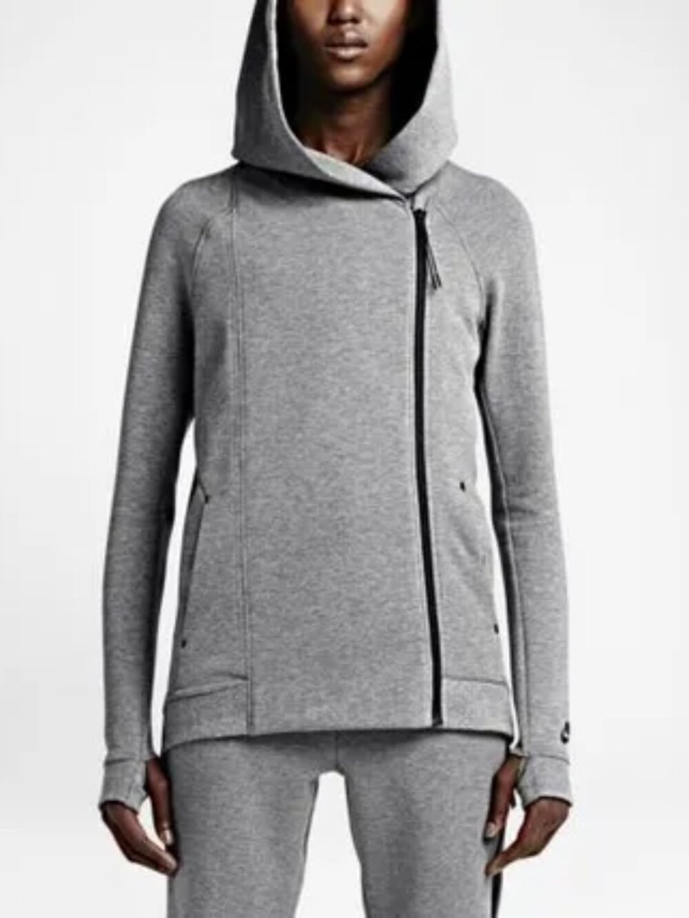 Nike Women's Carbon Heather Tech Fleece Cape Oversized Full-Zip Hoodie Size S